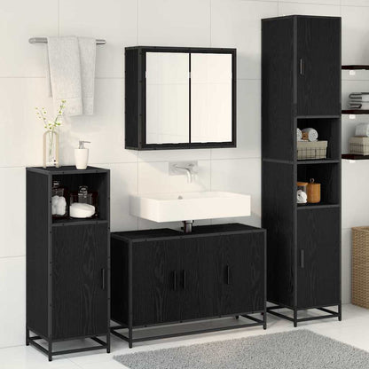 Bathroom Furniture Set 2 pcs Black Oak Engineered Wood