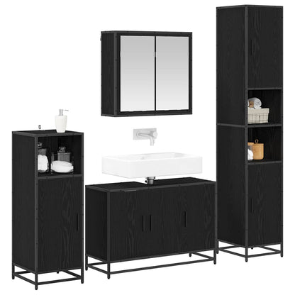 Bathroom Furniture Set 2 pcs Black Oak Engineered Wood