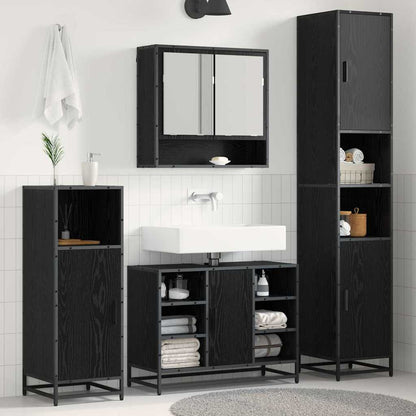 Bathroom Furniture Set 4 pcs Black Oak Engineered Wood