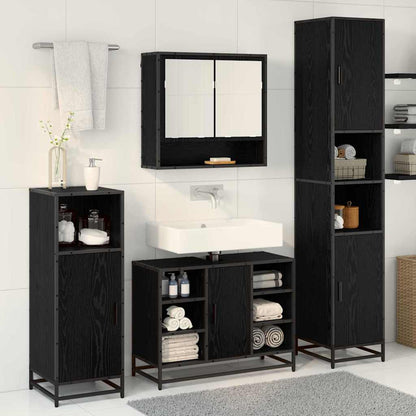 Bathroom Furniture Set 4 pcs Black Oak Engineered Wood