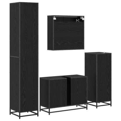 Bathroom Furniture Set 4 pcs Black Oak Engineered Wood