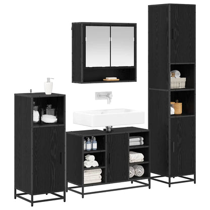 Bathroom Furniture Set 4 pcs Black Oak Engineered Wood