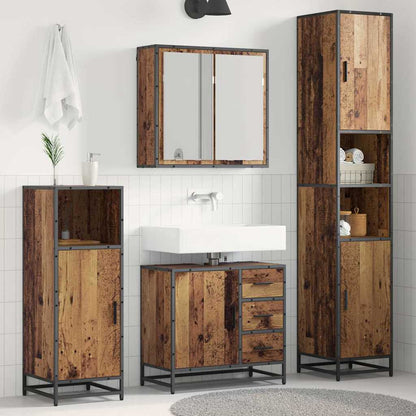 Bathroom Furniture Set with Door 3 pcs Old wood 65 x 33 x 60 cm