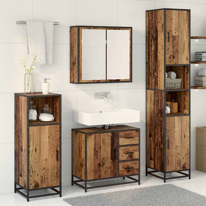 Bathroom Furniture Set with Door 3 pcs Old wood 65 x 33 x 60 cm