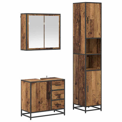 Bathroom Furniture Set with Door 3 pcs Old wood 65 x 33 x 60 cm