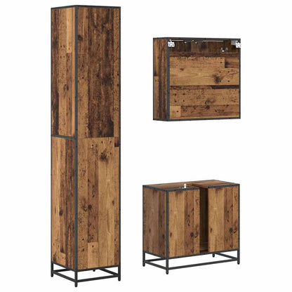 Bathroom Furniture Set with Door 3 pcs Old wood 65 x 33 x 60 cm