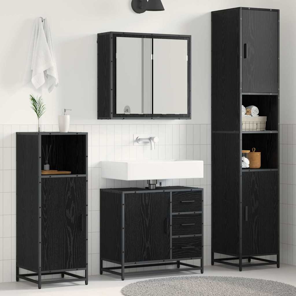 Bathroom Furniture Set 3 pcs Black oak 65 x 33 x 60 cm