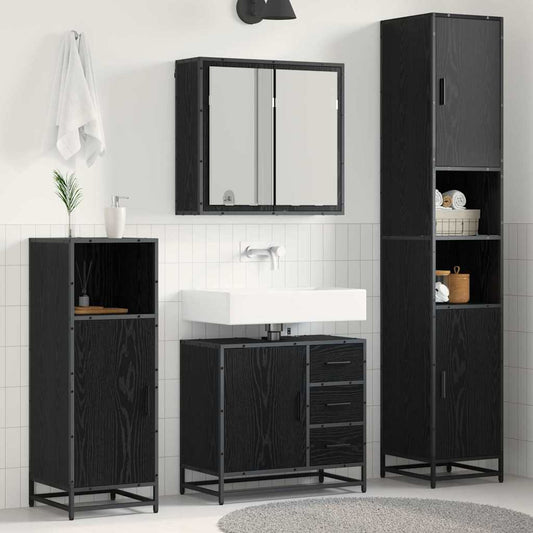 Bathroom Furniture Set 3 pcs Black oak 65 x 33 x 60 cm