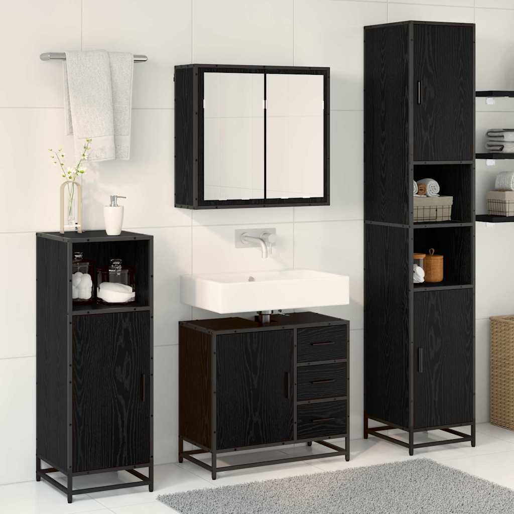 Bathroom Furniture Set 3 pcs Black oak 65 x 33 x 60 cm