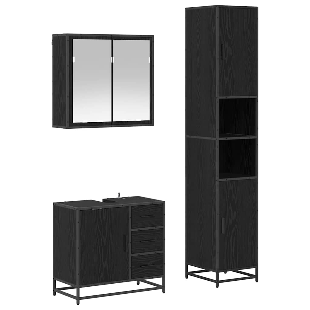 Bathroom Furniture Set 3 pcs Black oak 65 x 33 x 60 cm
