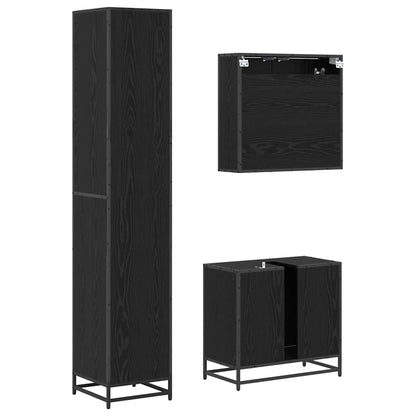 Bathroom Furniture Set 3 pcs Black oak 65 x 33 x 60 cm
