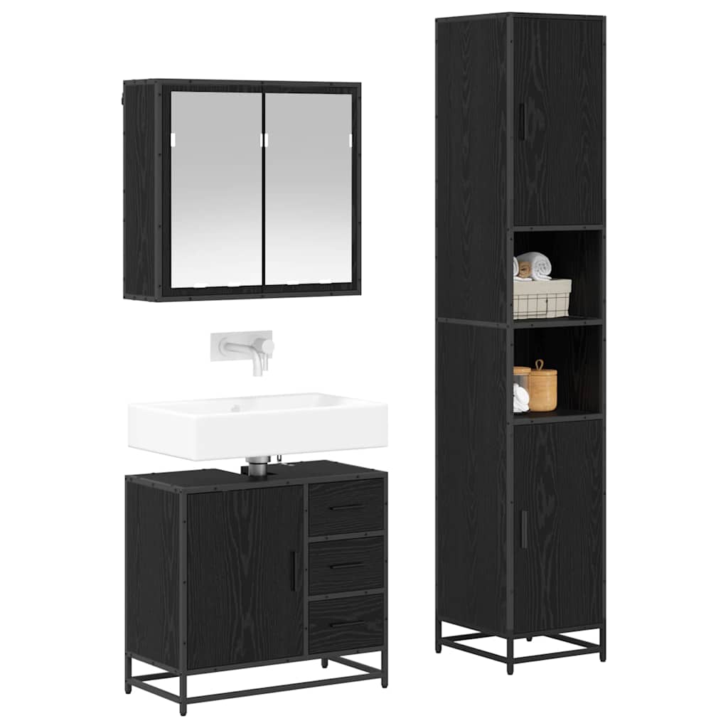 Bathroom Furniture Set 3 pcs Black oak 65 x 33 x 60 cm