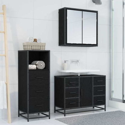 Bathroom Furniture Set 3 pcs Black oak Engineered wood
