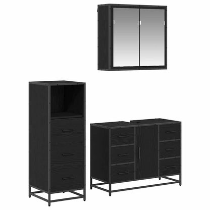 Bathroom Furniture Set 3 pcs Black oak Engineered wood