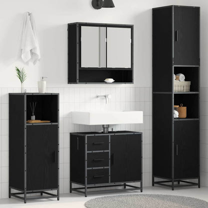 Bathroom Furniture Set 3 pcs Black oak Engineered wood