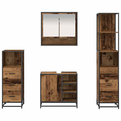 Bathroom Furniture Set with Door 4 pcs Old wood Engineered wood