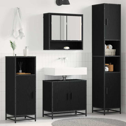 Bathroom Furniture Set 3 pcs Black Oak Engineered Wood