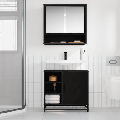 Bathroom Furniture Set 2 pcs Black Oak Engineered Wood