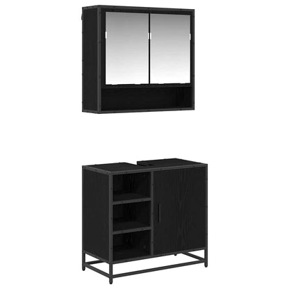 Bathroom Furniture Set 2 pcs Black Oak Engineered Wood