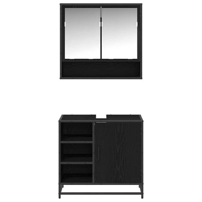Bathroom Furniture Set 2 pcs Black Oak Engineered Wood