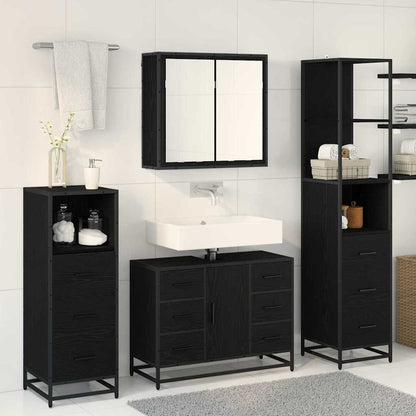 Bathroom Furniture Set 3 pcs Black oak Engineered wood