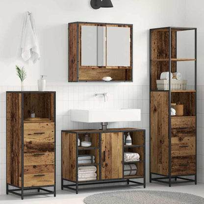 Bathroom Furniture Set 3 pcs Old wood Engineered wood and steel