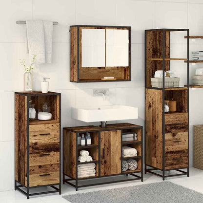 Bathroom Furniture Set 3 pcs Old wood Engineered wood and steel