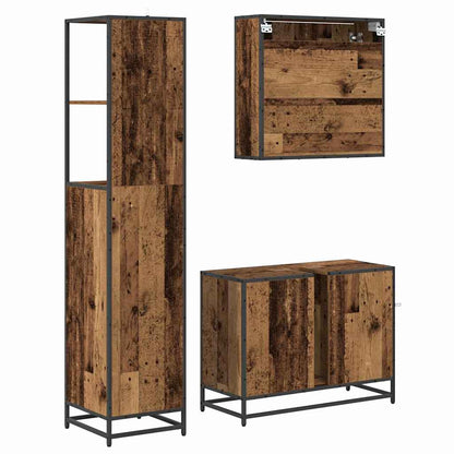 Bathroom Furniture Set 3 pcs Old wood Engineered wood and steel