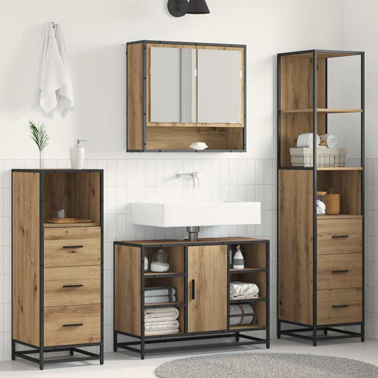 Bathroom Furniture Set with Drawer with Shelf 3 pcs Artisan oak