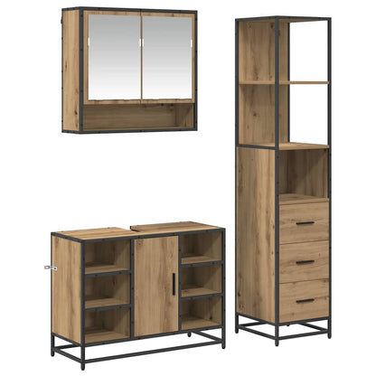 Bathroom Furniture Set with Drawer with Shelf 3 pcs Artisan oak