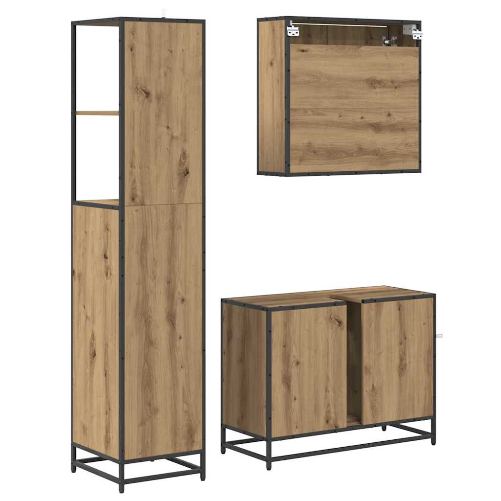 Bathroom Furniture Set with Drawer with Shelf 3 pcs Artisan oak