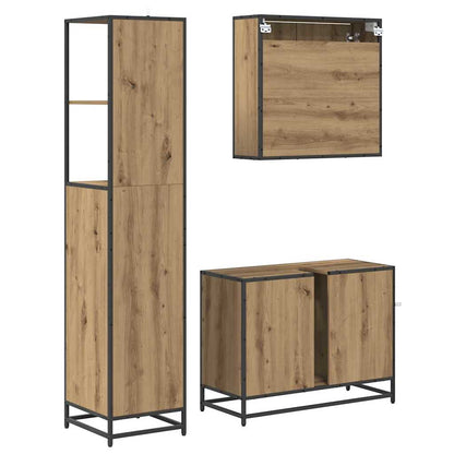 Bathroom Furniture Set with Drawer with Shelf 3 pcs Artisan oak