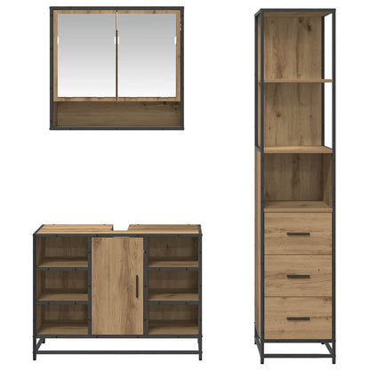 Bathroom Furniture Set with Drawer with Shelf 3 pcs Artisan oak