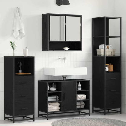 Bathroom Furniture Set with Drawer with Shelf 3 pcs Black oak
