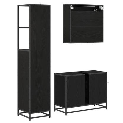 Bathroom Furniture Set with Drawer with Shelf 3 pcs Black oak