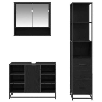 Bathroom Furniture Set with Drawer with Shelf 3 pcs Black oak