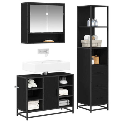 Bathroom Furniture Set with Drawer with Shelf 3 pcs Black oak