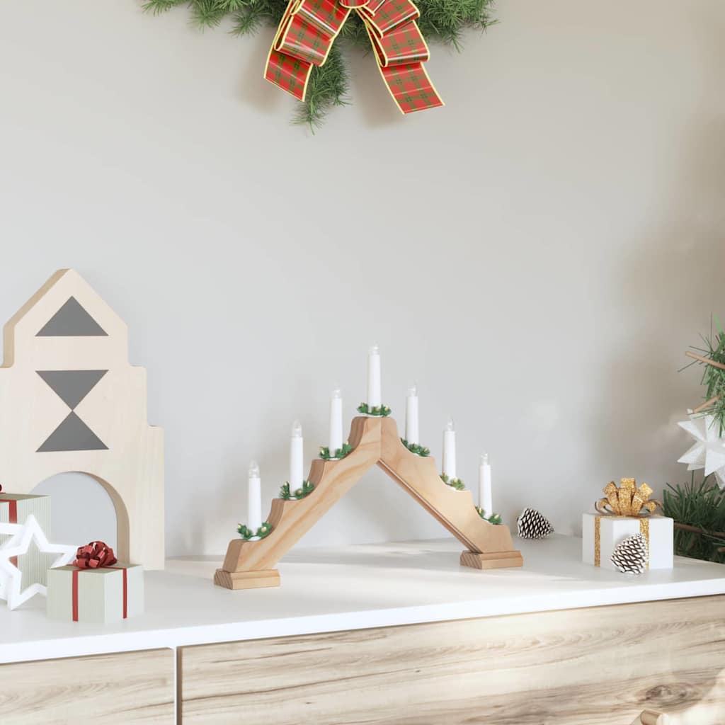 Christmas Candle Bridge Brown 39.5 x 5 x 29 cm Solid Pine Wood