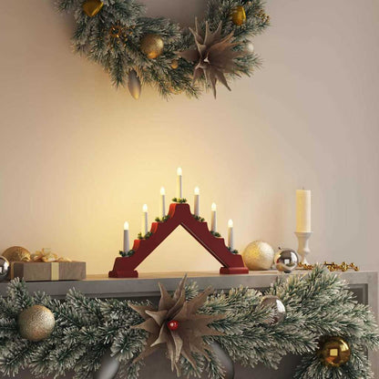 Christmas Candle Bridge Red 39.5 x 5 x 29 cm Solid Pine Wood