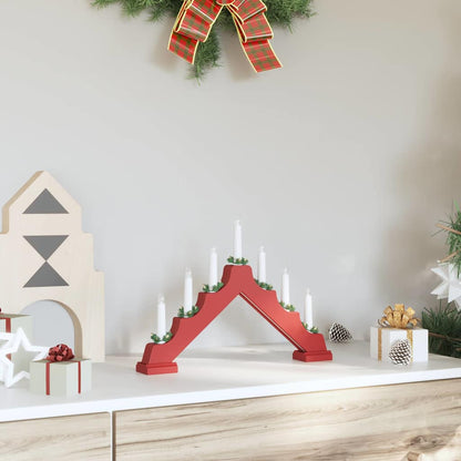 Christmas Candle Bridge Red 39.5 x 5 x 29 cm Solid Pine Wood