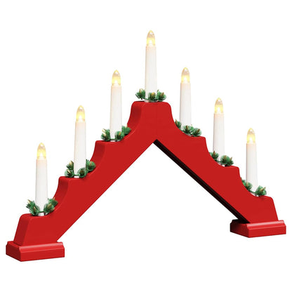 Christmas Candle Bridge Red 39.5 x 5 x 29 cm Solid Pine Wood