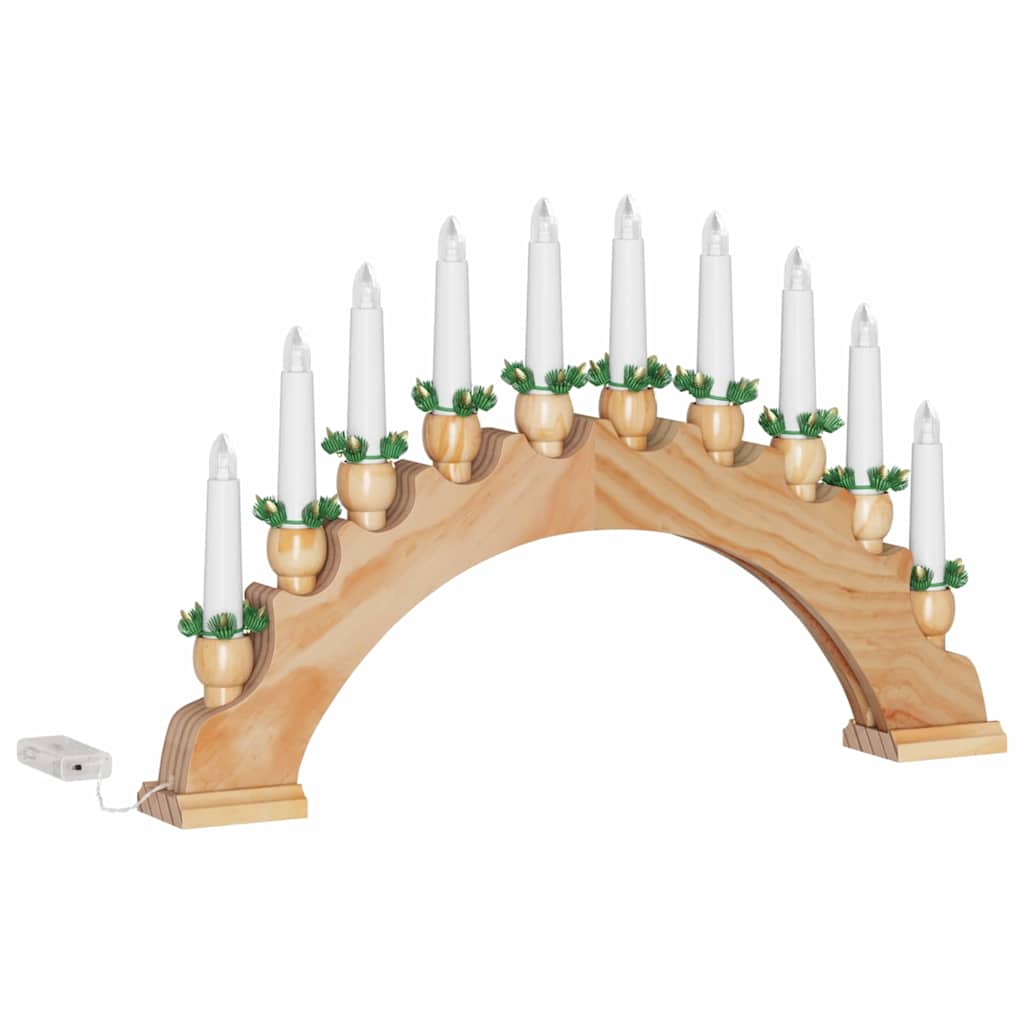 Christmas Candle Arch with 10 LED Candles Brown 47 x 5 x 29 cm
