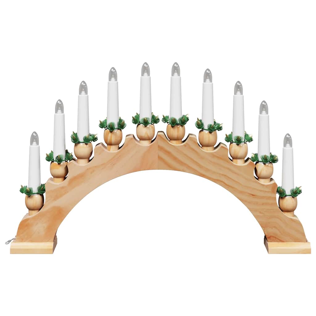 Christmas Candle Arch with 10 LED Candles Brown 47 x 5 x 29 cm