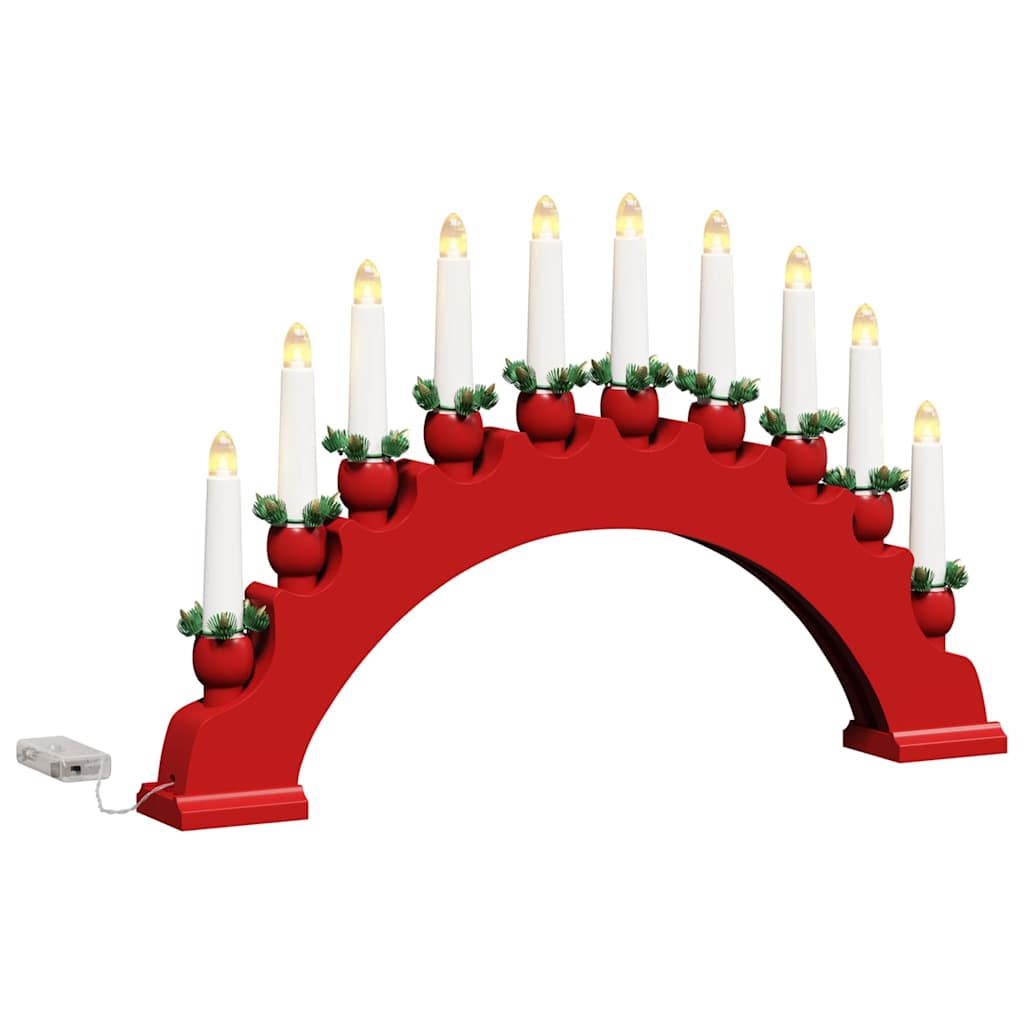 Christmas Candle Arch with 10 LED Candles 3 pcs Red