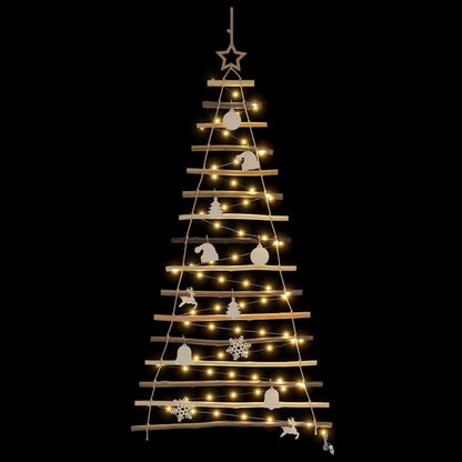 Christmas Tree with 50 LEDs Natural 120 cm Solid Ash wood