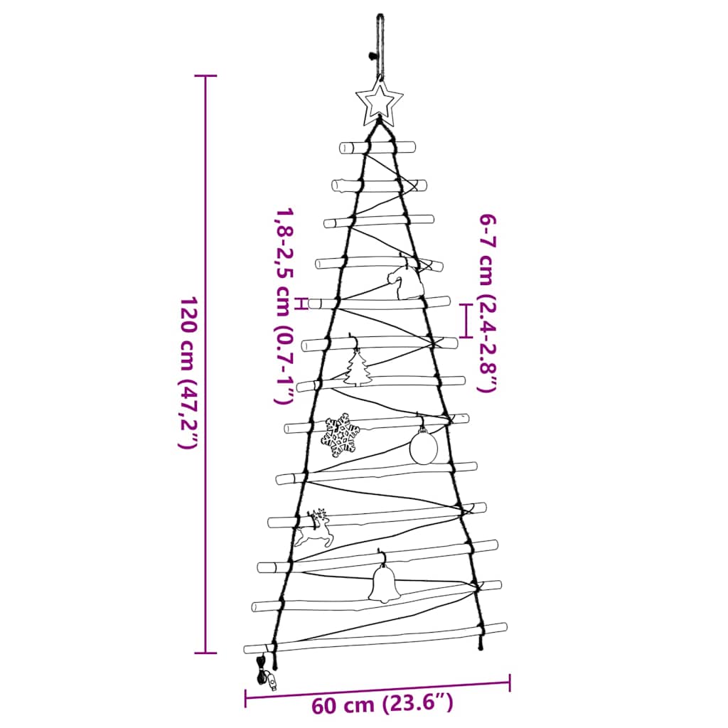 Christmas Tree with 50 LEDs Natural 120 cm Solid Ash wood