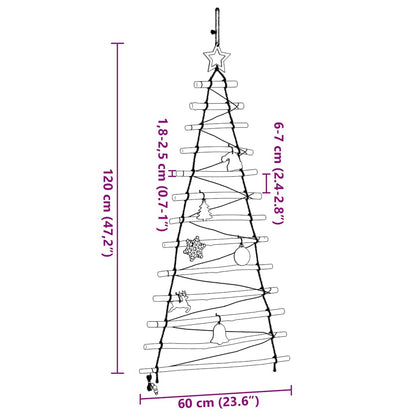 Christmas Tree with 50 LEDs Natural 120 cm Solid Ash wood