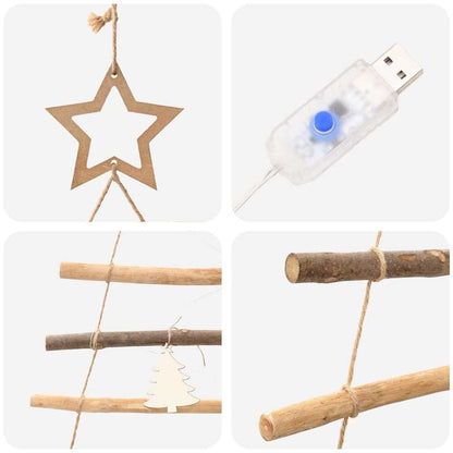 Christmas Tree with 80 LEDs Natural 150 cm Solid Ash wood