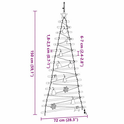 Christmas Tree with 80 LEDs Natural 150 cm Solid Ash wood