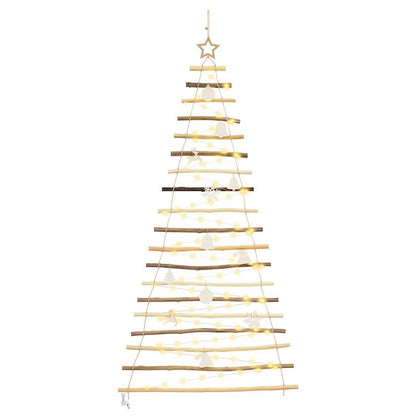 Christmas Tree with 100 LEDs Natural 180 cm Solid Ash wood